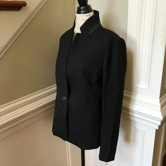 NWT JCrew Regent Blazer Jacket Womens 2 P Petite Black Wool Flannel B0327 NEW - Picture 9 of 14